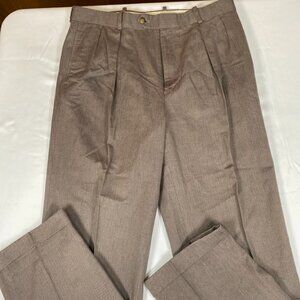 Harold Powell Vintage Cotton Pleated, Cuffed Hem Dress Pants 34 Cotton